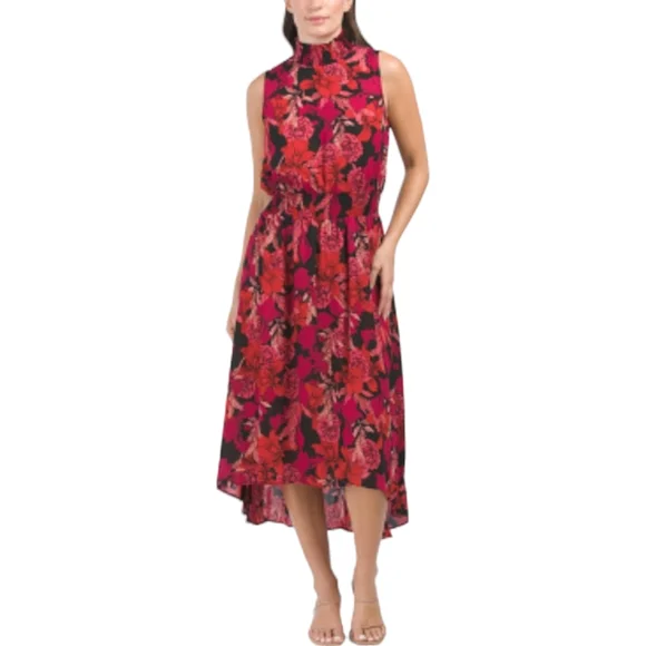 NANETTE LEPORE Floral Print High-Low  Midi Dress - Size 12 - Picture 3 of 14